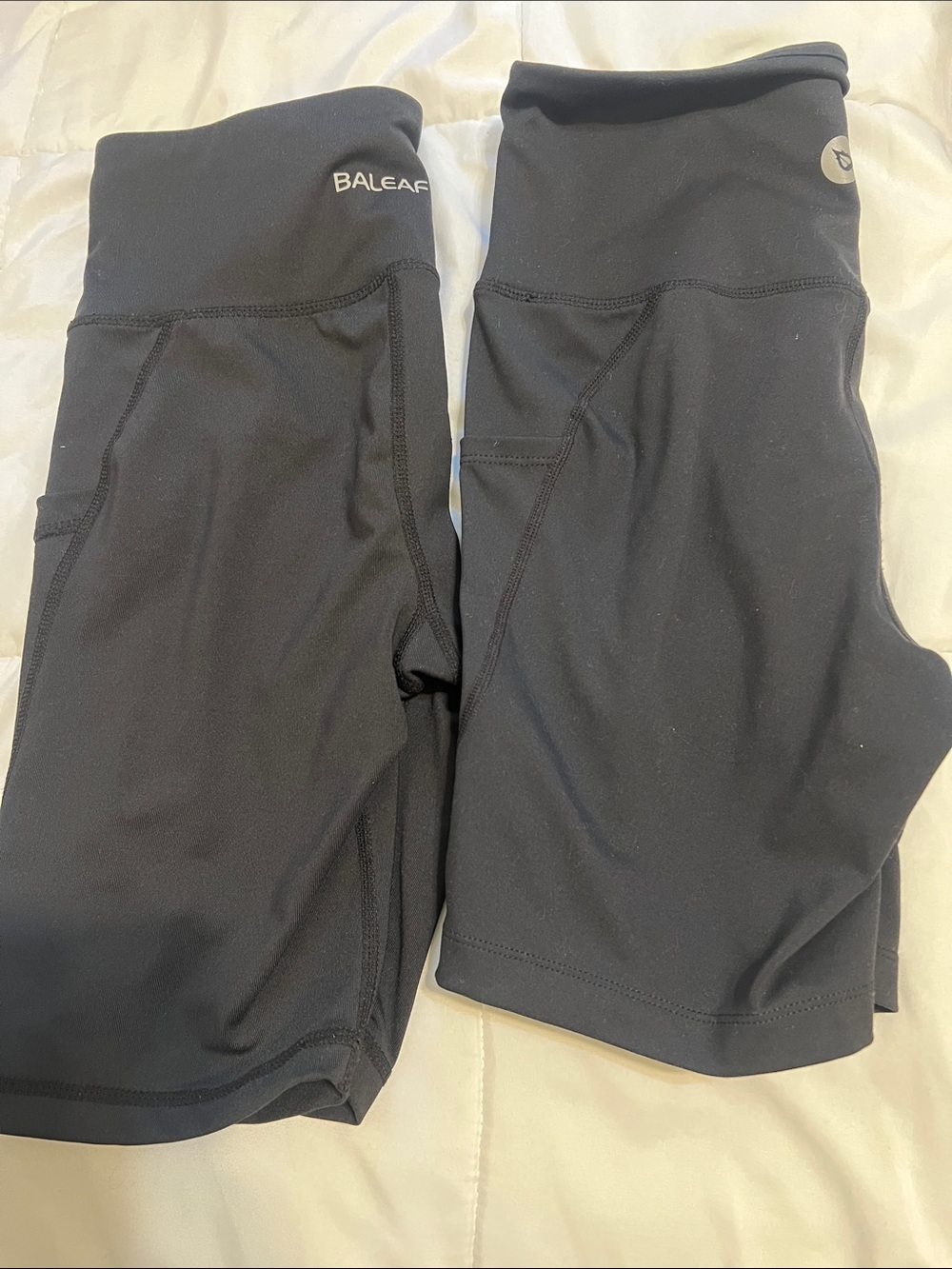 Baleaf Black High-Waist Athletic Shorts with Side Pockets. Bundle of two..